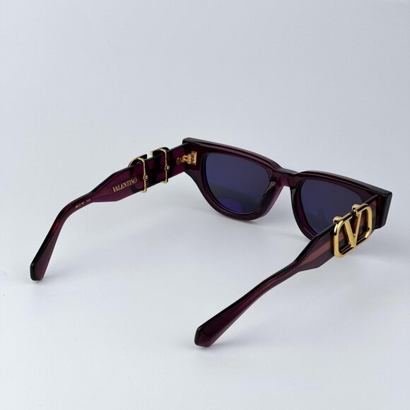 Valentino Women BRAND NEW Sunglasses Crystal Purple Grey Cat Eye V - DUE VLS-103